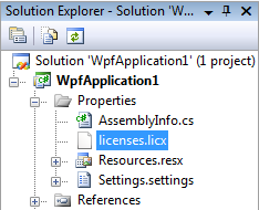 licenses.licx file shown in a solution